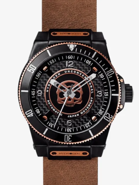 Hydrogen Sportivo 42mm skull motif carbon fibre watch