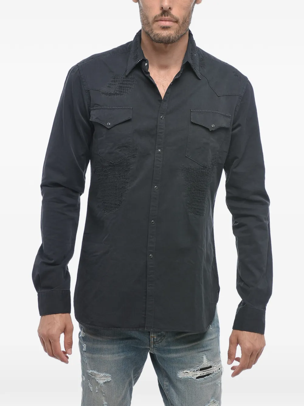 6167 Studio Shirt distressed-effect long-sleeve shirt