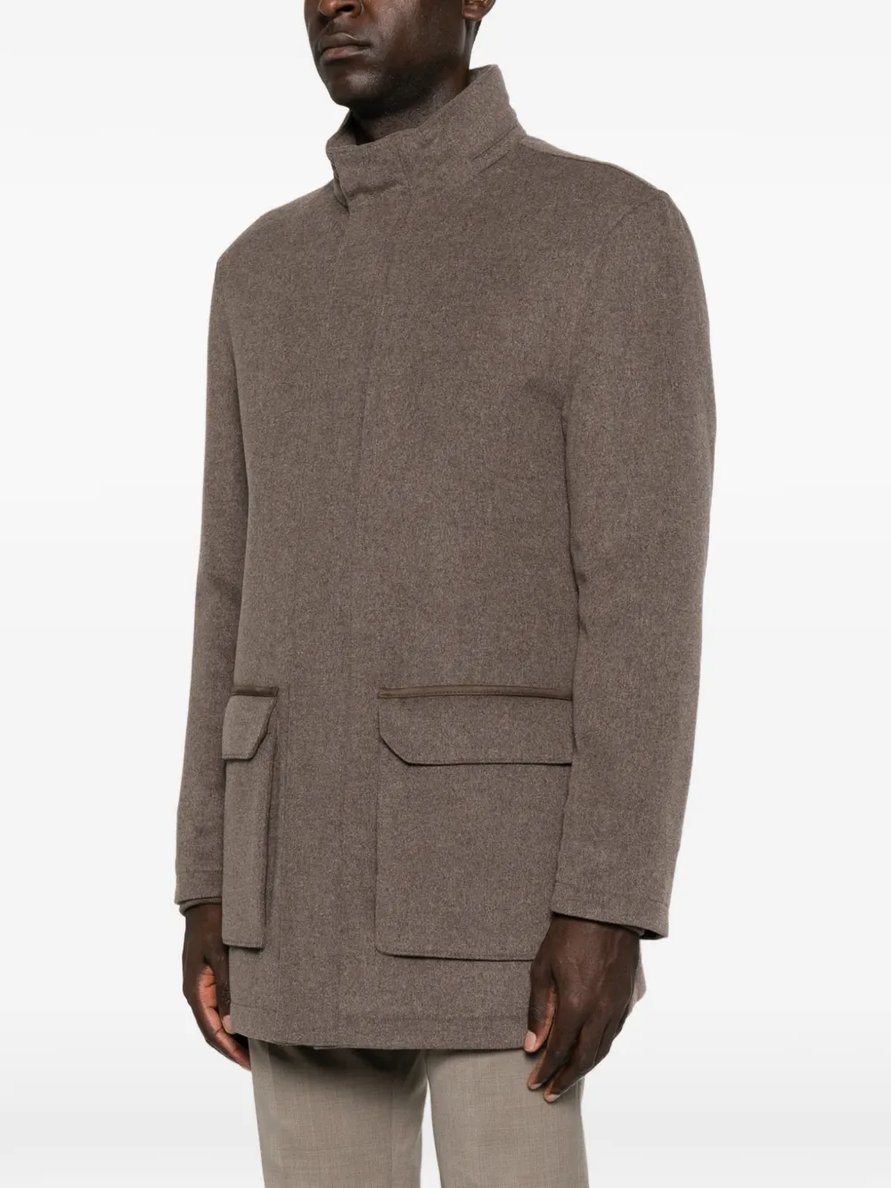 Corneliani Jas met klepzak en hoge hals Bruin