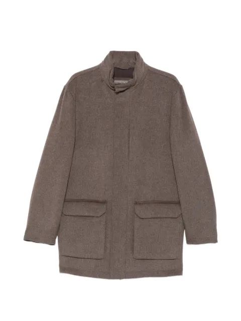 Corneliani high-neck flap-pocket coat