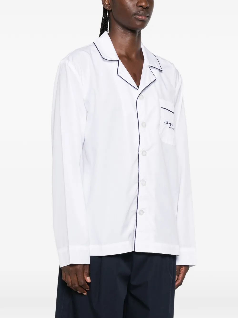 Sporty & Rich piping-detail shirt Wit
