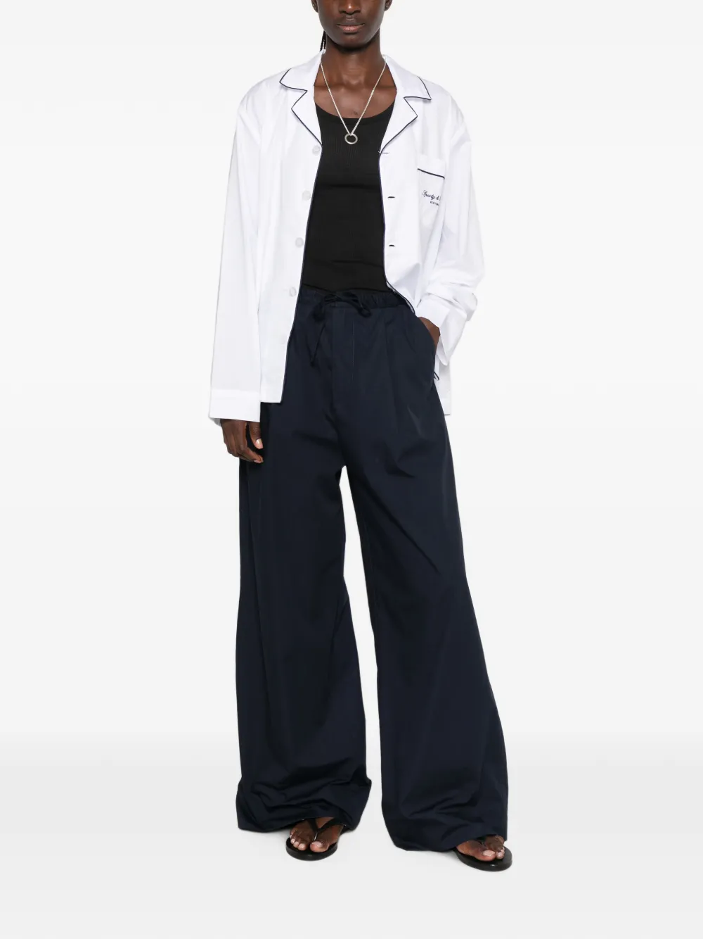 Sporty & Rich piping-detail shirt Wit