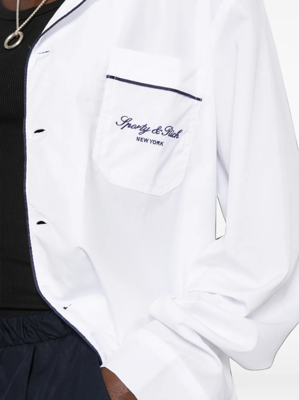 Sporty & Rich piping-detail shirt Wit