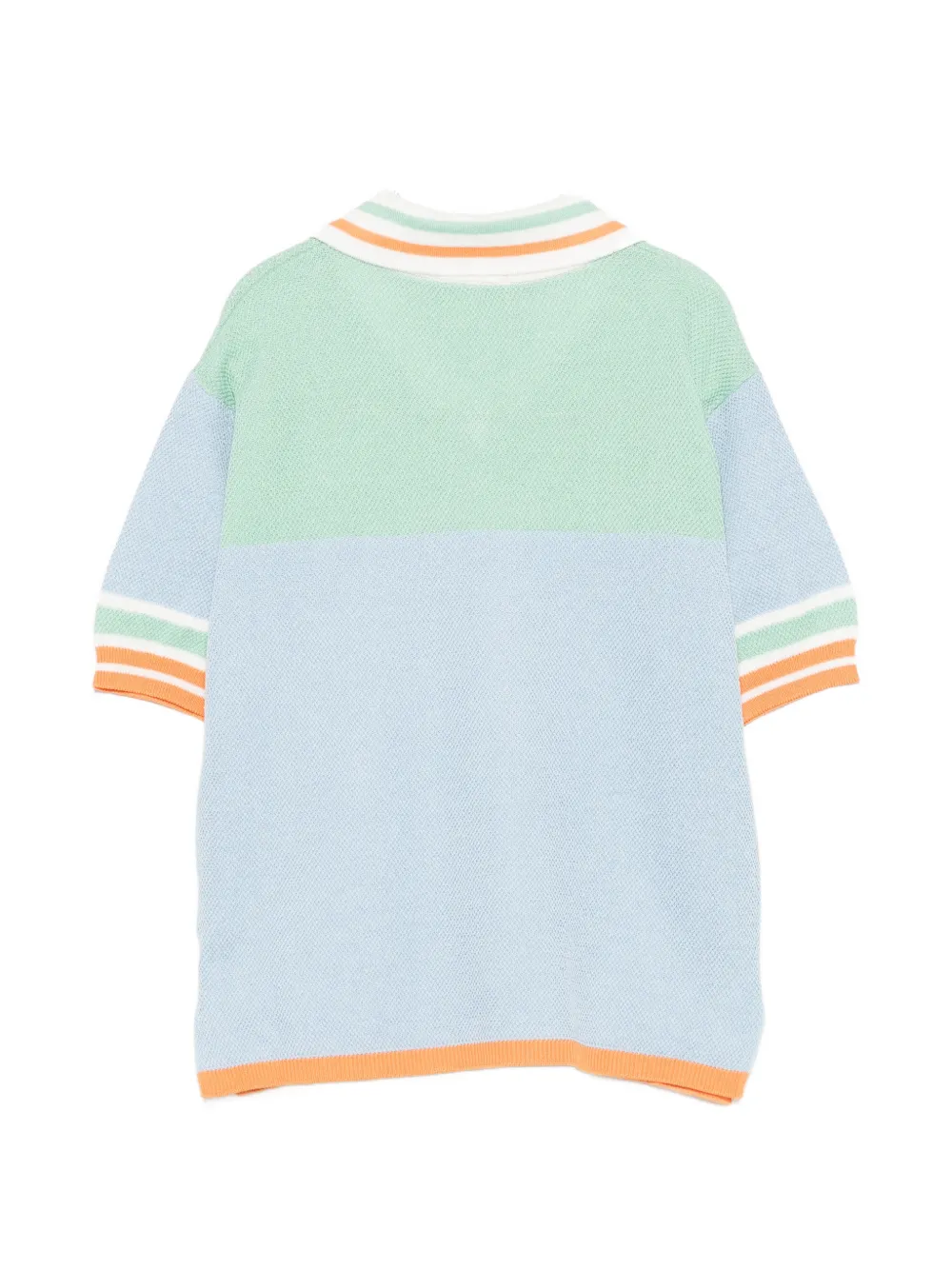 Fendi Kids T-shirt met geborduurd logo en gestreepte afwerking Blauw