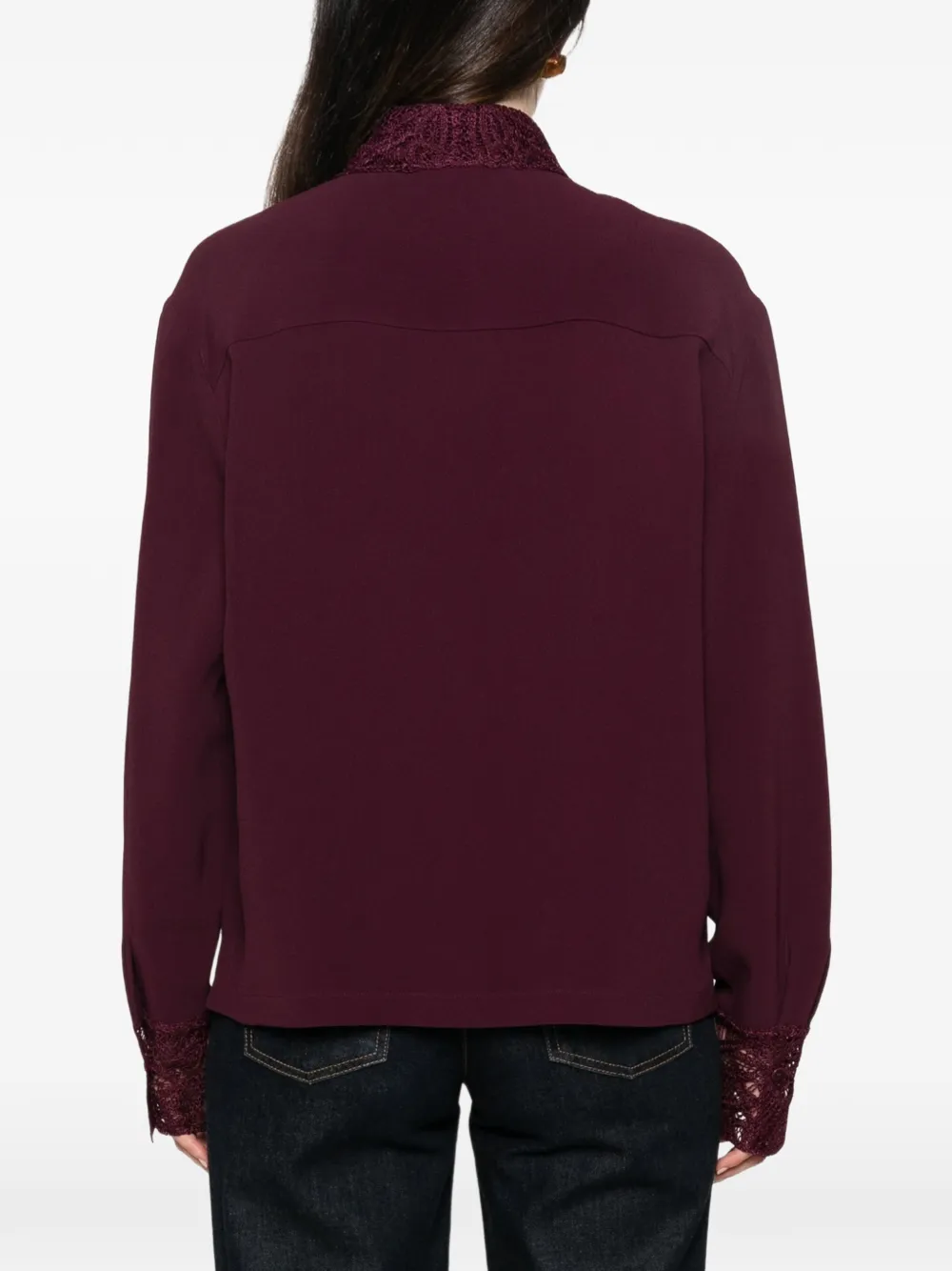 Ermanno Scervino Blouse met afwerking van kant Paars