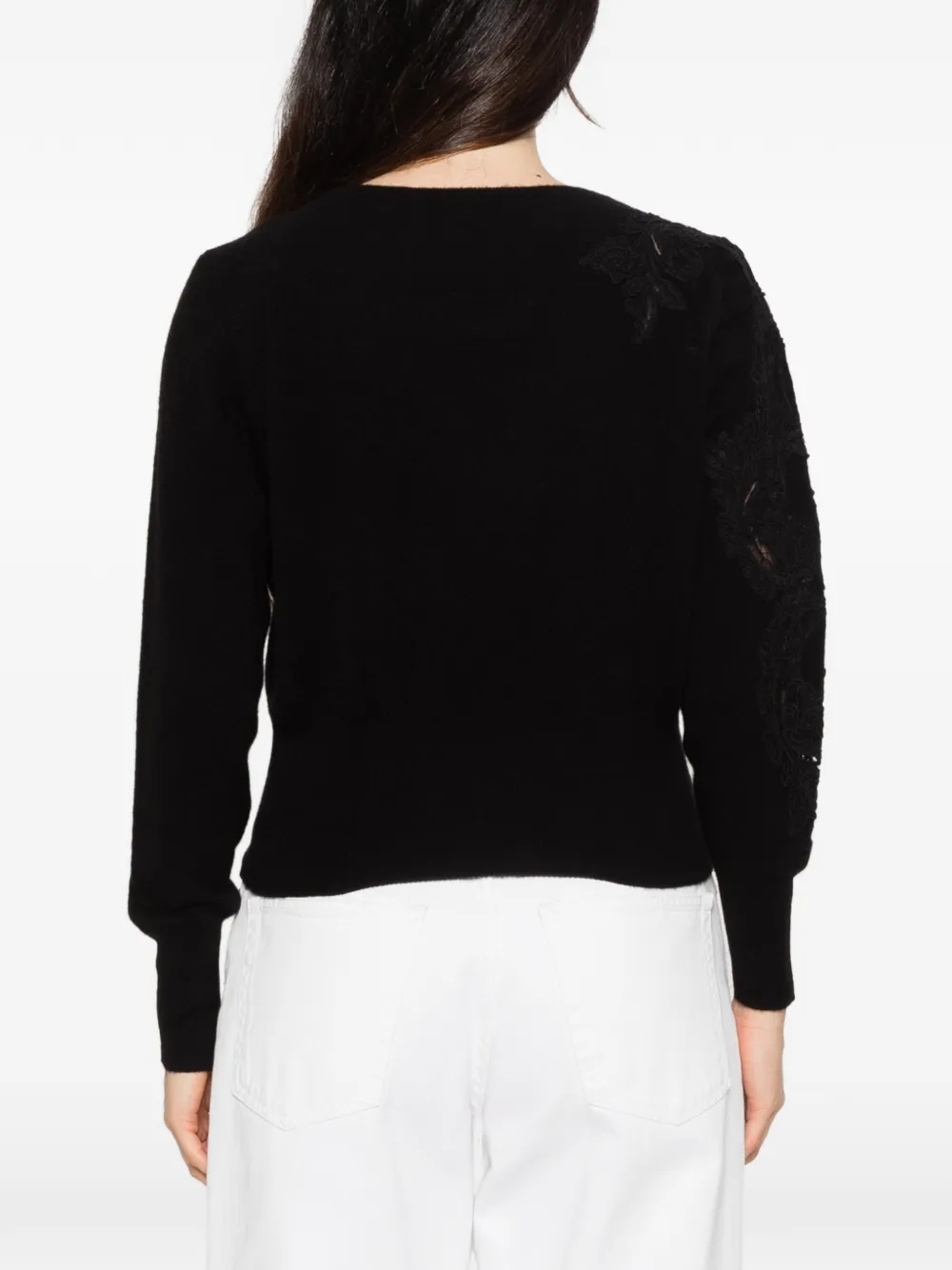 Ermanno Scervino lace-embellished cut-out sweater Zwart