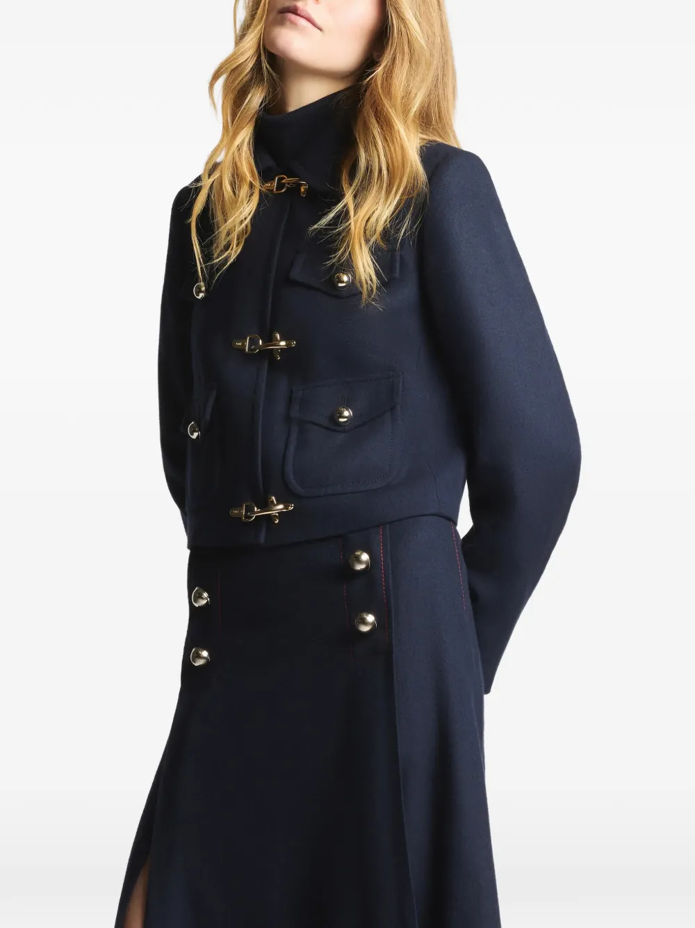 Fay 3 Ganci cropped jack met haaksluiting Blauw