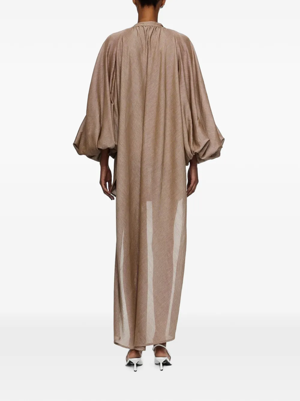Marrakshi Life Mini the High-low Touareg Balloon-sleeve Dress in Brown, view 4