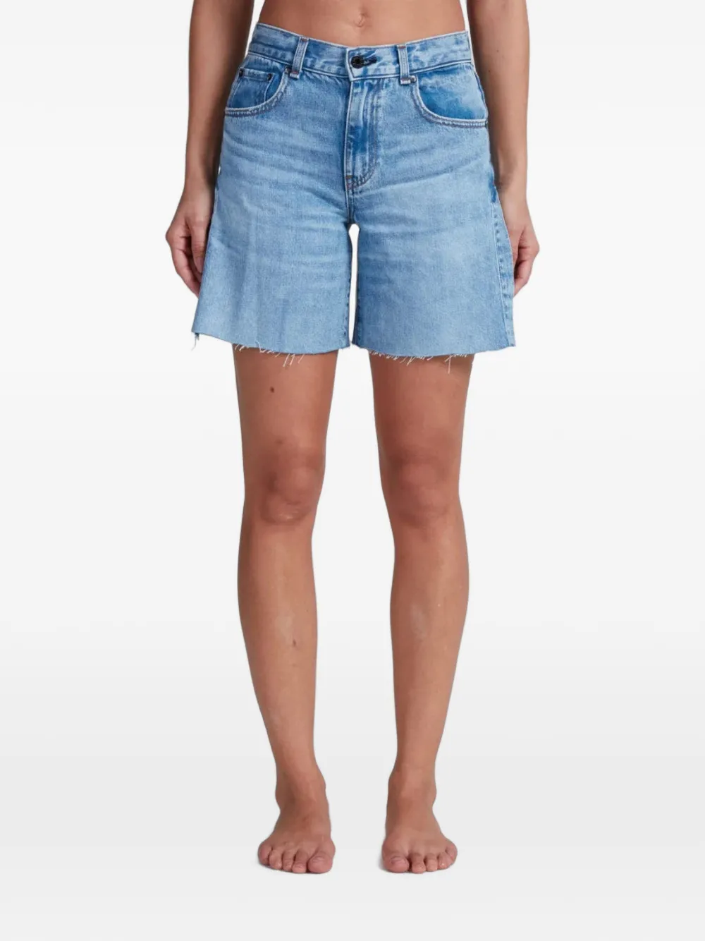 ASKK NY Longboarder raw-cut side-slit shorts - Blu