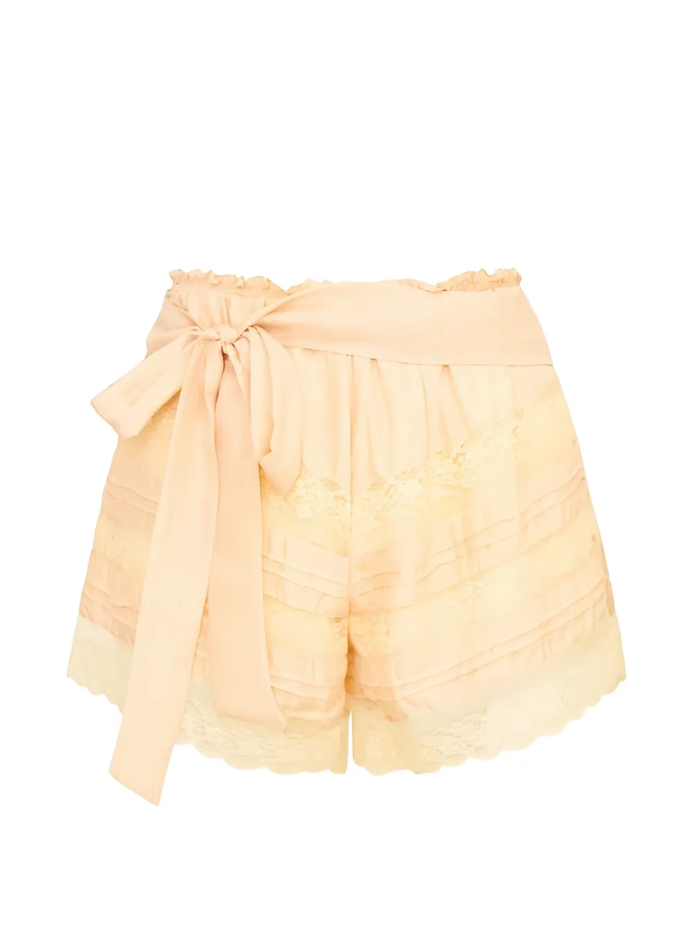 LoveShackFancy Emanuela lace-trim tie-waist shorts - Arancione