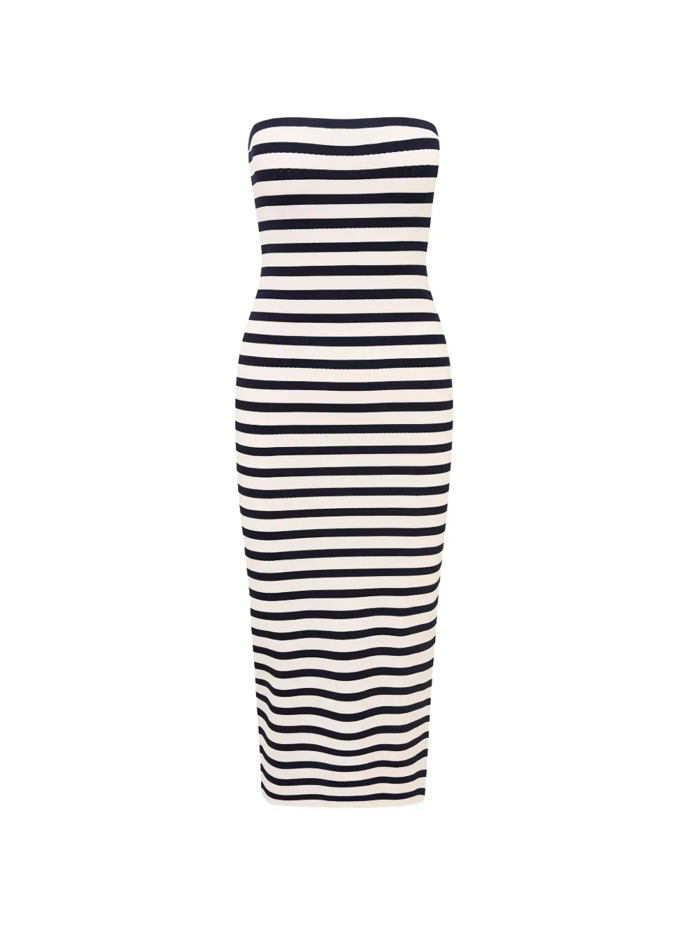 LoveShackFancy Gestreepte strapless jurk Wit