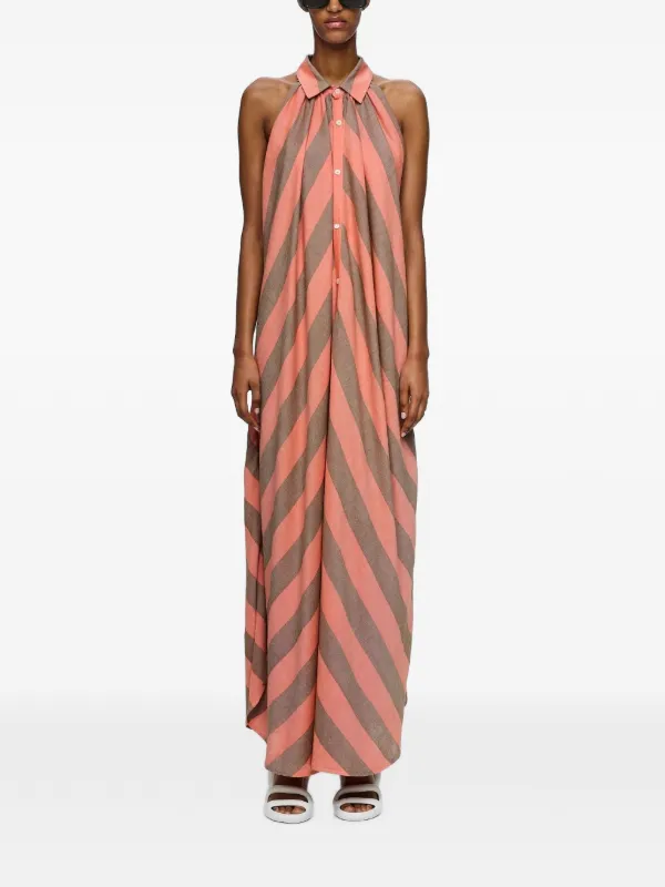 Marrakshi Life Maxi the Halter Striped Dress in Orange