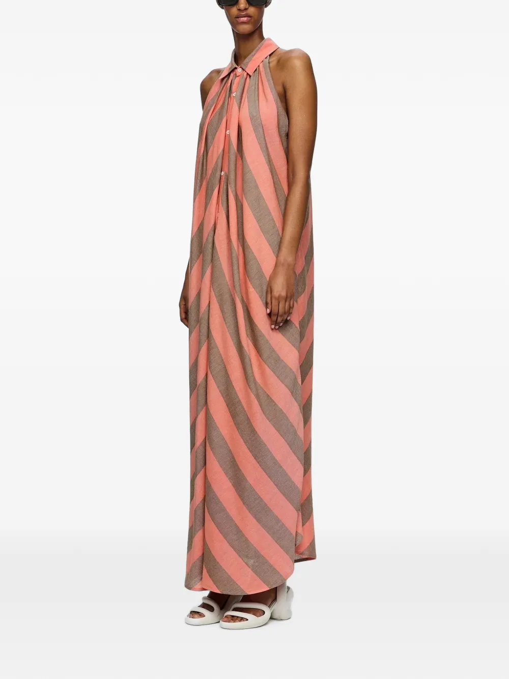 Marrakshi Life Maxi the Halter Striped Dress in Orange, view 2