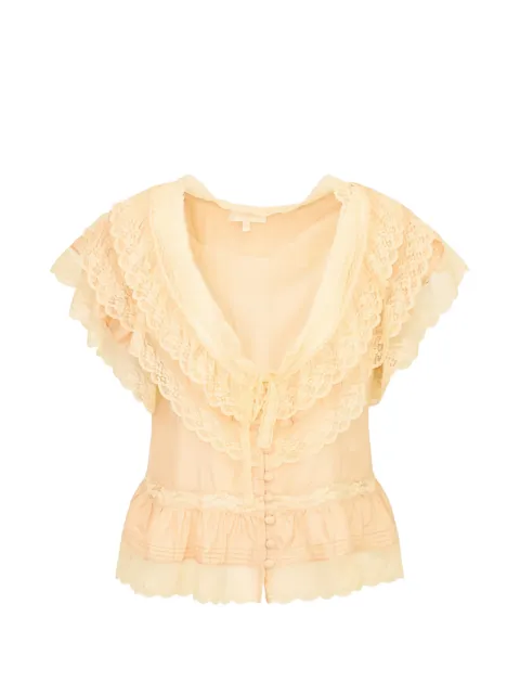 LoveShackFancy Persine lace-trim ruffled blouse