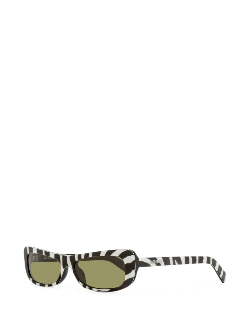 Jacquemus x Linda Farrow Capri zonnebril met rechthoekig montuur en zebraprint Wit