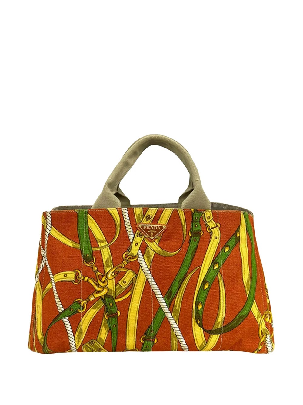 Prada Pre-Owned 2013-2026 Printed Canvas Canapa Tote satchel - Arancione