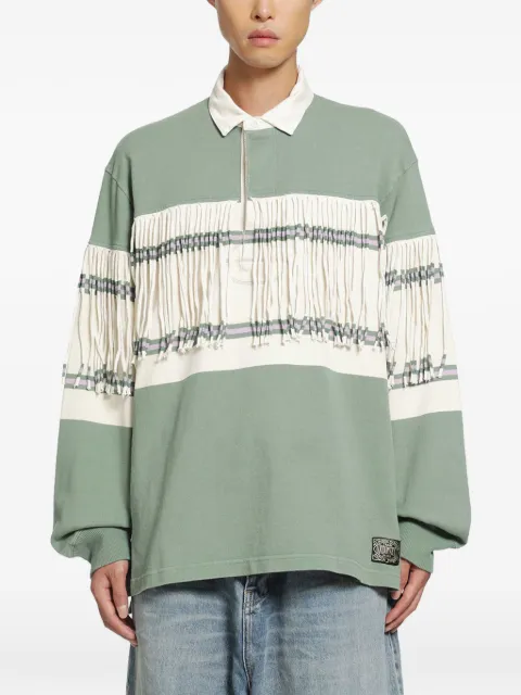 KAPITAL fringed panelled rugby polo shirt