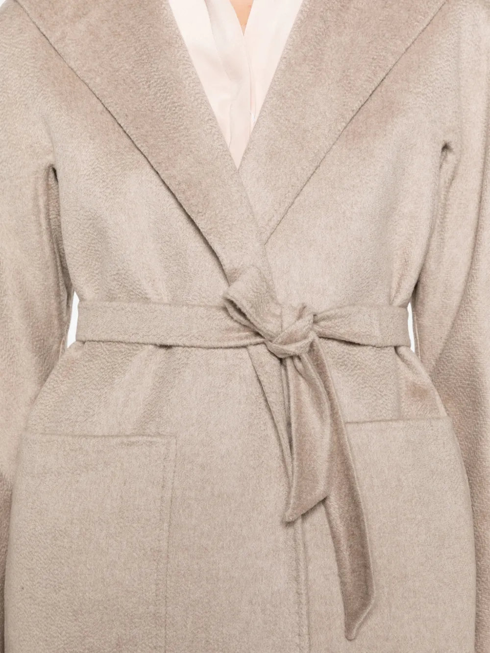 Max Mara belted hooded coat Beige