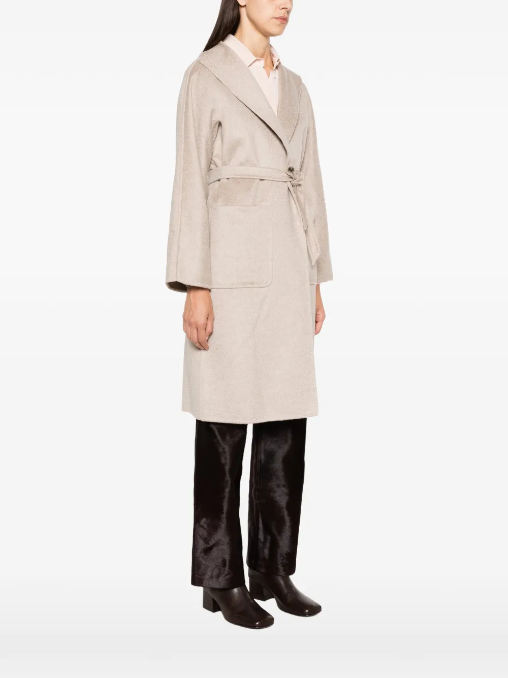 Max Mara belted hooded coat Beige