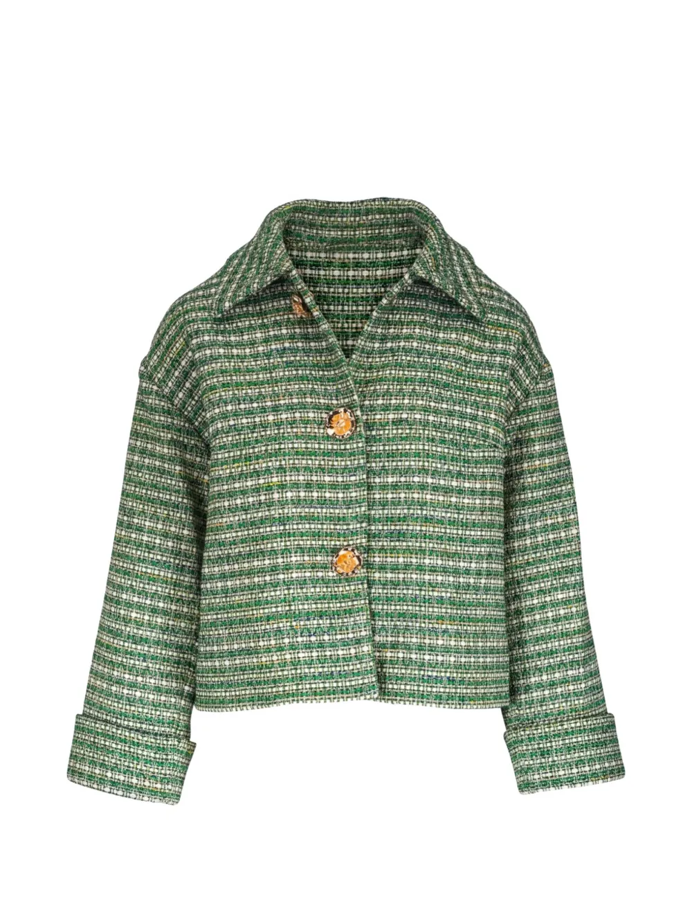 Carolina Herrera Geknöpfte Jacke mit Tweed-Effekt - Grün