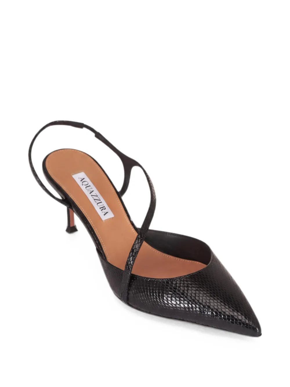 Aquazzura snake-effect slingback pumps Zwart