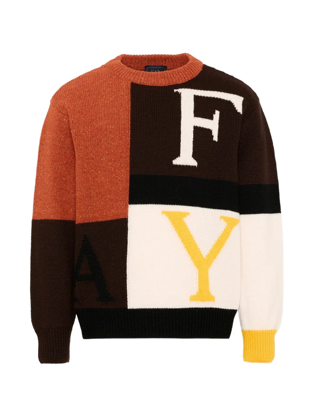 Fay Kids Maglione logo-intarsia colour-block sweater - Marrone