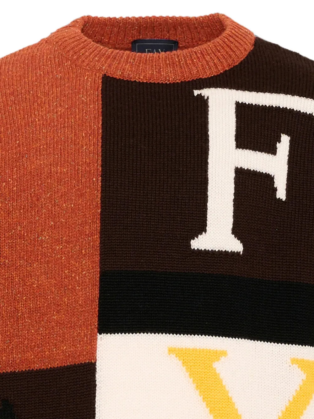Fay Kids Maglione trui met colourblocking en logo-intarsia Bruin