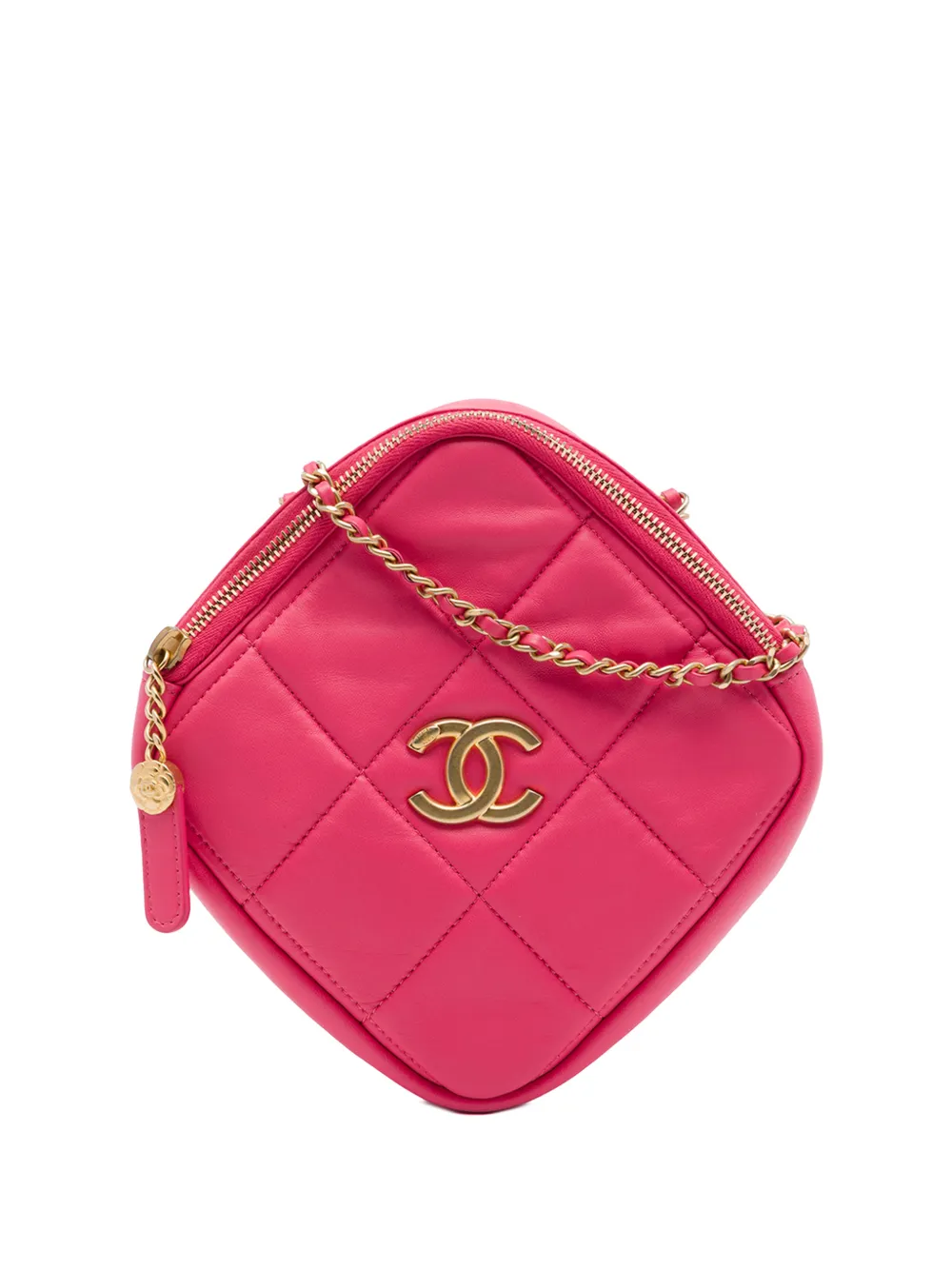 CHANEL Pre-Owned 2020 CC Quilted Lambskin Diamond Clutch with Chain crossbody bag - Rosa