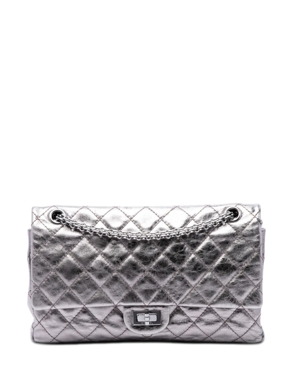 CHANEL Pre-Owned 2006-2008 Quilted Metallic Aged Calfskin Reissue 2.55 Double Flap 226 shoulder bag - Argento