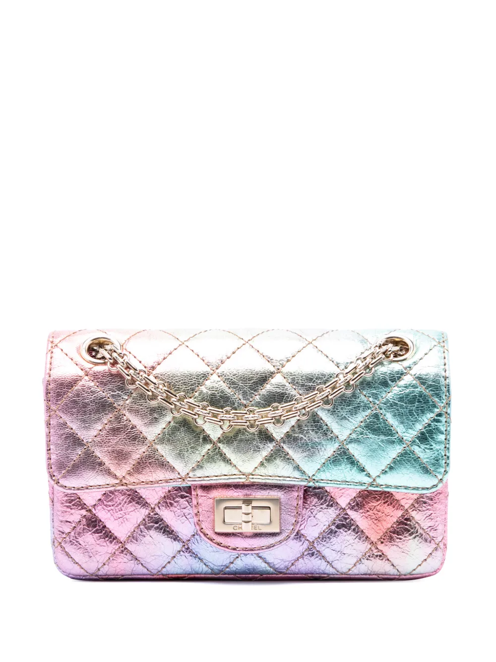 CHANEL Pre-Owned 2020 Mini Quilted Crinkled Goatskin Rainbow Reissue 2.55 Single Flap 224 shoulder bag - Multicolore