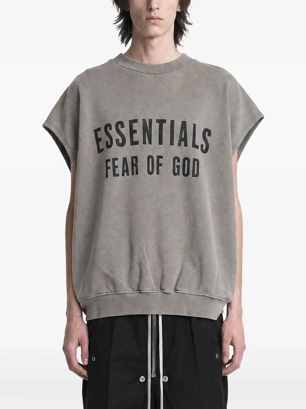 FEAR OF GOD ESSENTIALS Relaxed fleece cutoff sweatshirt - Grigio