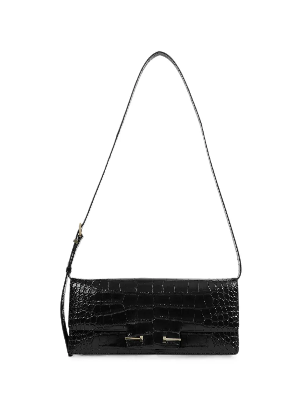 TOM FORD Aube crocodile-effect leather shoulder bag - Nero