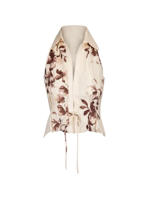 HEVRON Sloan chocolate floral-print top