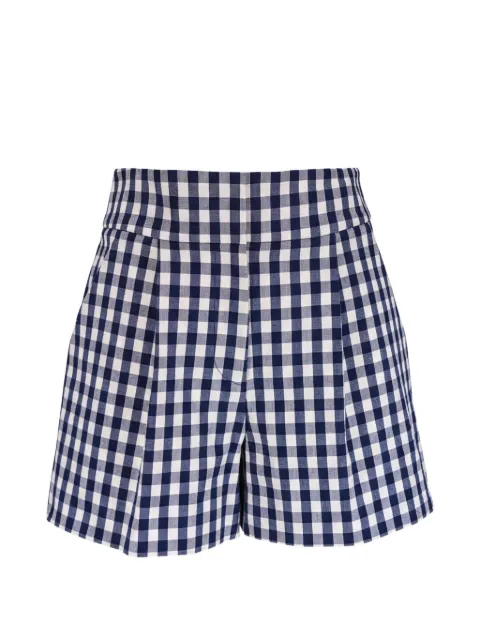 Veronica Beard gingham-check pleated shorts