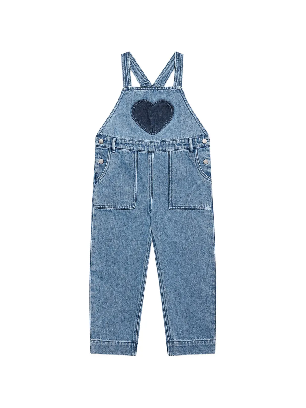 Stella McCartney Kids Heart patch-denim dungarees - Blau