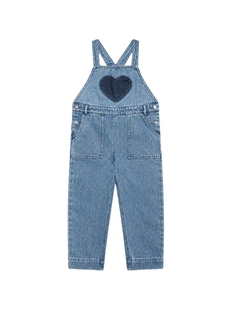 Stella McCartney Kids Jardineira Heart com patch jeans