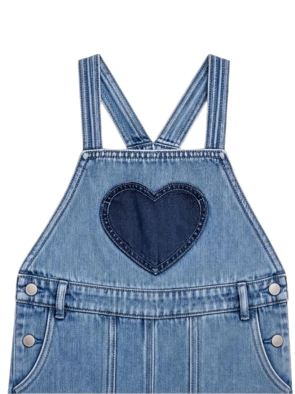 Stella McCartney Kids Denim tuinbroek met hartpatch Blauw