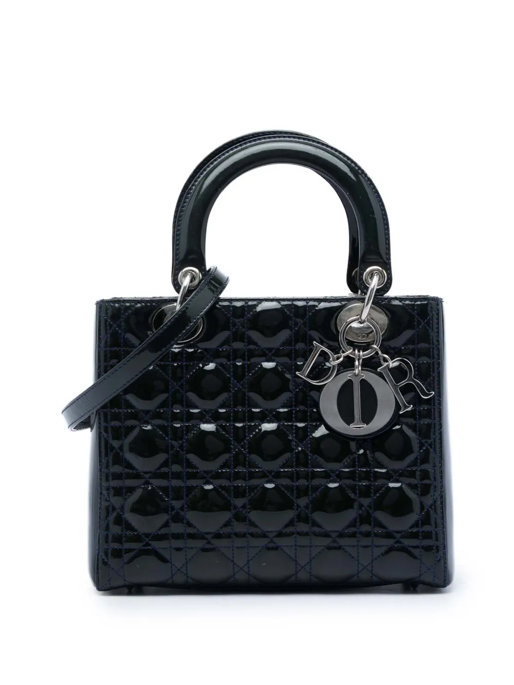 Christian Dior Pre-Owned 2010 Medium Patent Cannage Lady Dior satchel - Blau