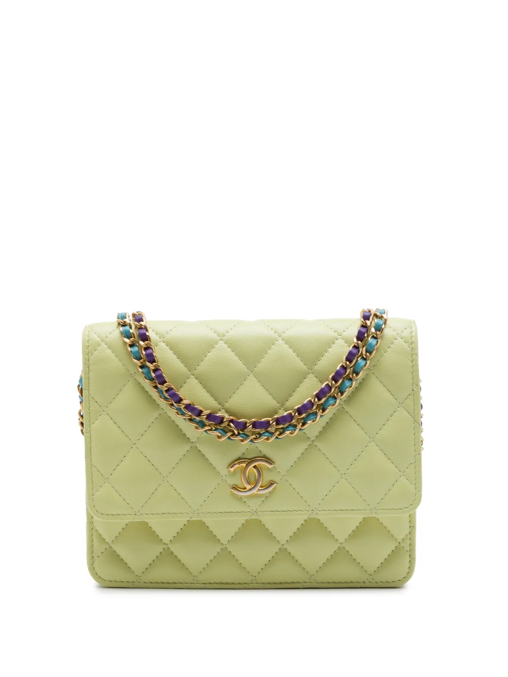 CHANEL Pre-Owned 2021-2026 CC Quilted Caviar Square Wallet on Chain crossbody bag - Verde