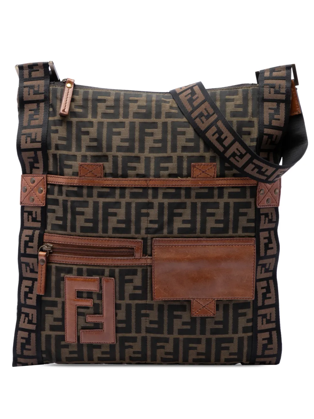 Fendi Pre-Owned 2000-2010 Zucca Canvas FF Flat Messenger Bag crossbody bag - Marrone