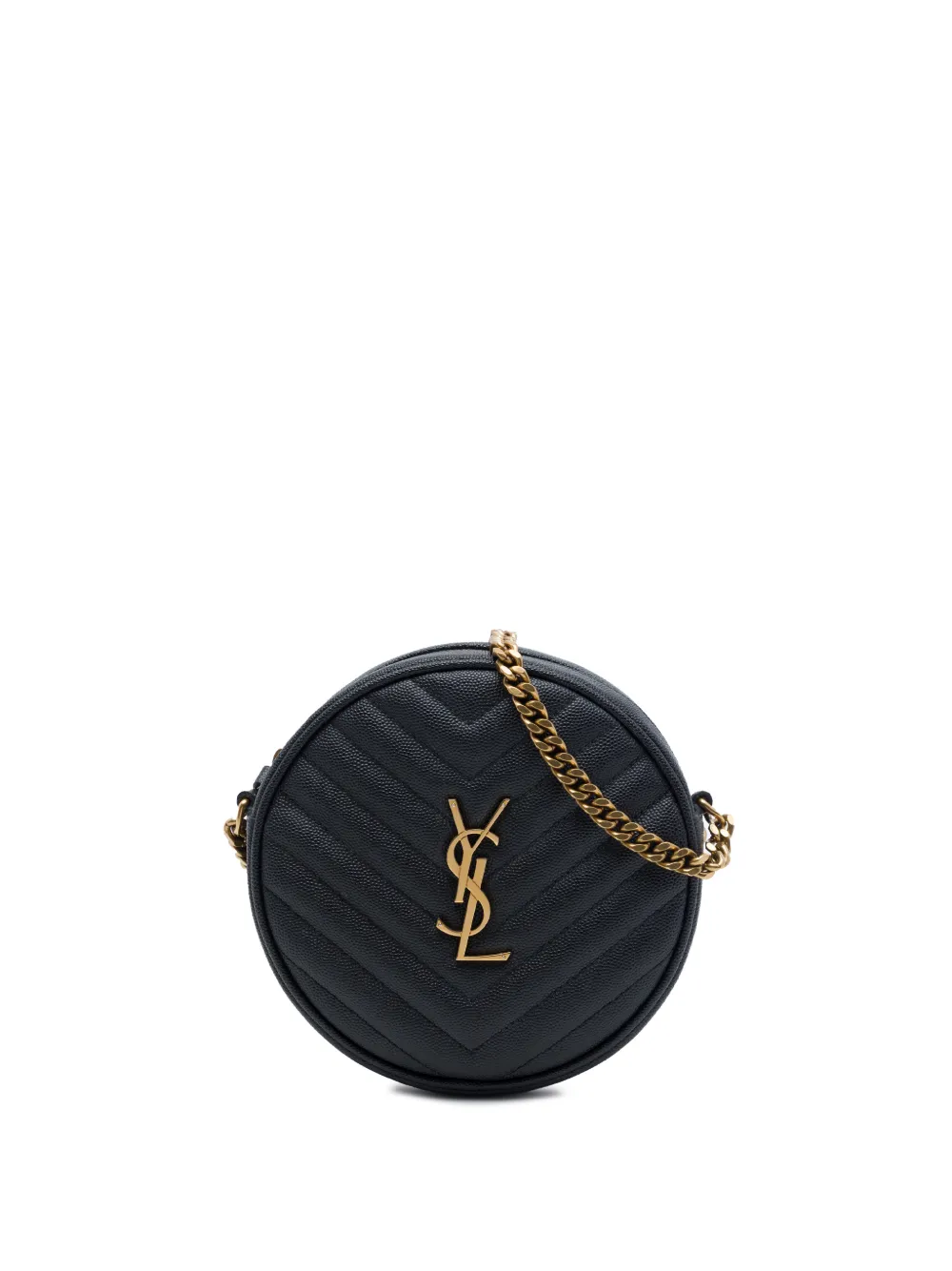 Saint Laurent Pre-Owned 2020 Chevron Grain De Poudre Round Vinyle Camera Bag crossbody bag - Nero