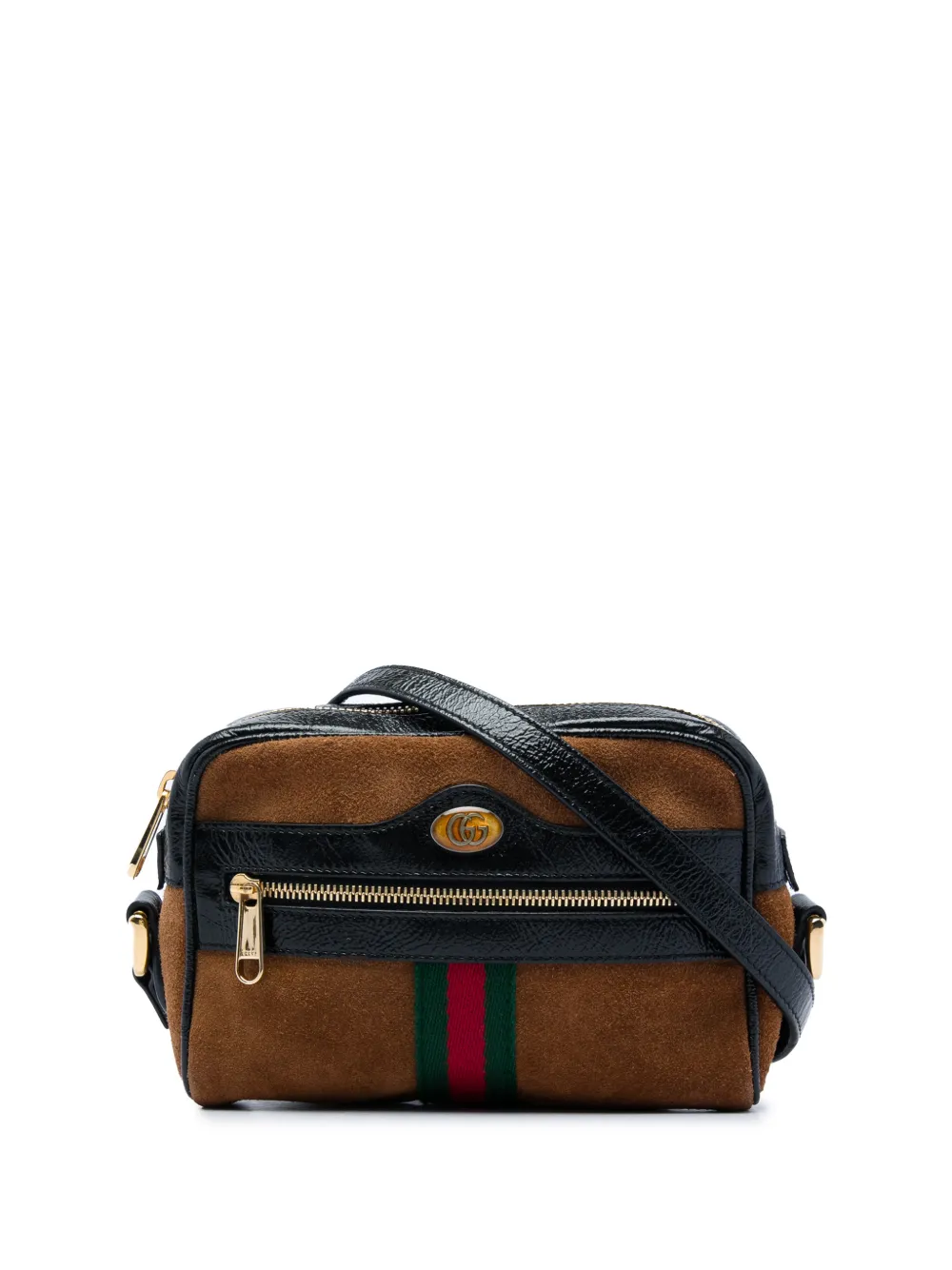Gucci Pre-Owned 2016-2026 Mini Suede Web Ophidia crossbody bag - Marrone