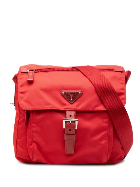 Prada Pre-Owned 2013-2026 Saffiano Trimmed Tessuto Zip Buckle Messenger Bag crossbody bag