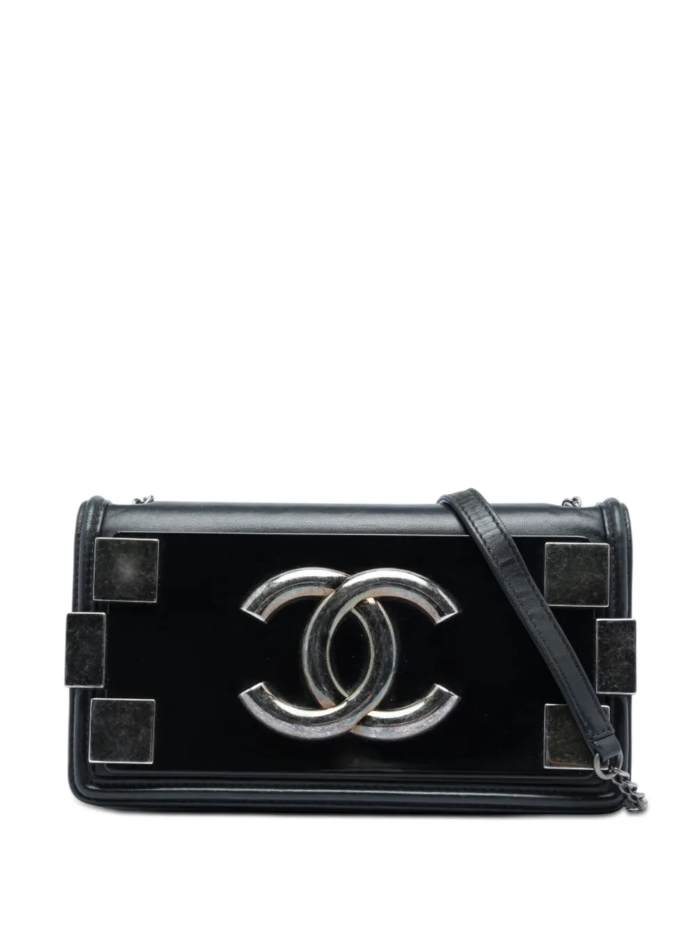 CHANEL Pre-Owned 2013-2014 Lambskin and Acrylic Boy Brick Horizontal Flap crossbody bag - Nero