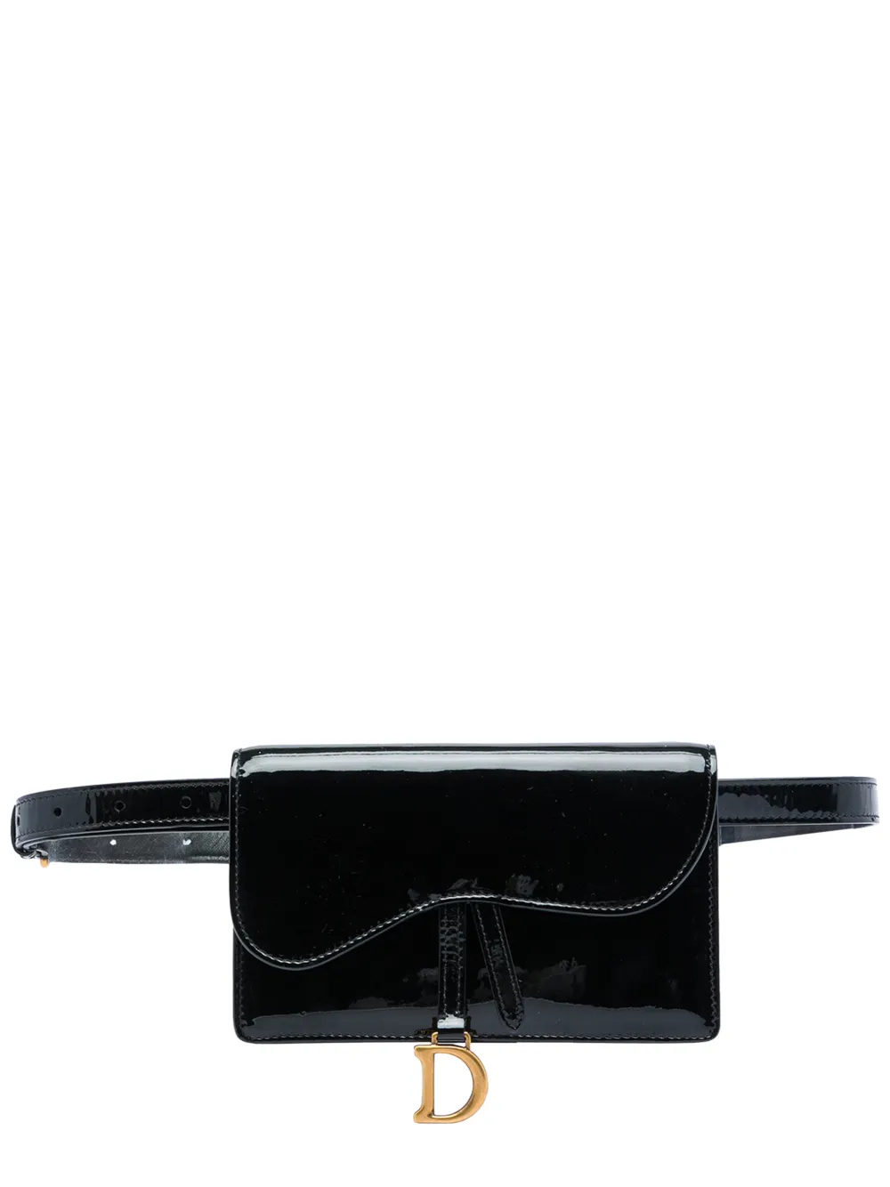 Christian Dior Pre-Owned 2019 Patent Saddle belt bag - Nero