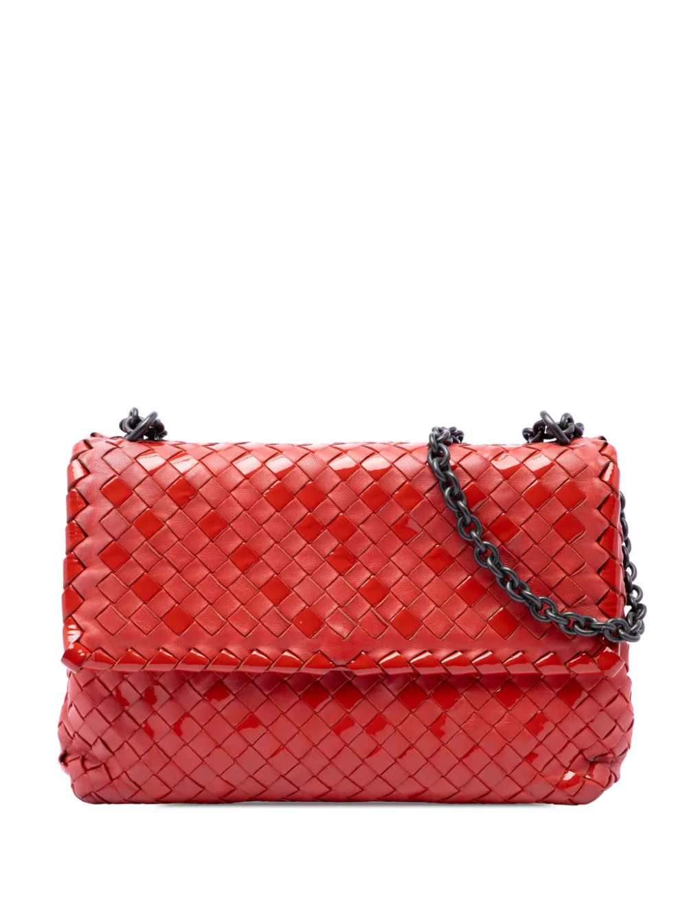 Bottega Veneta Pre-Owned 2012-2026 Small Nappa and Patent Intrecciato Olimpia shoulder bag - Rot