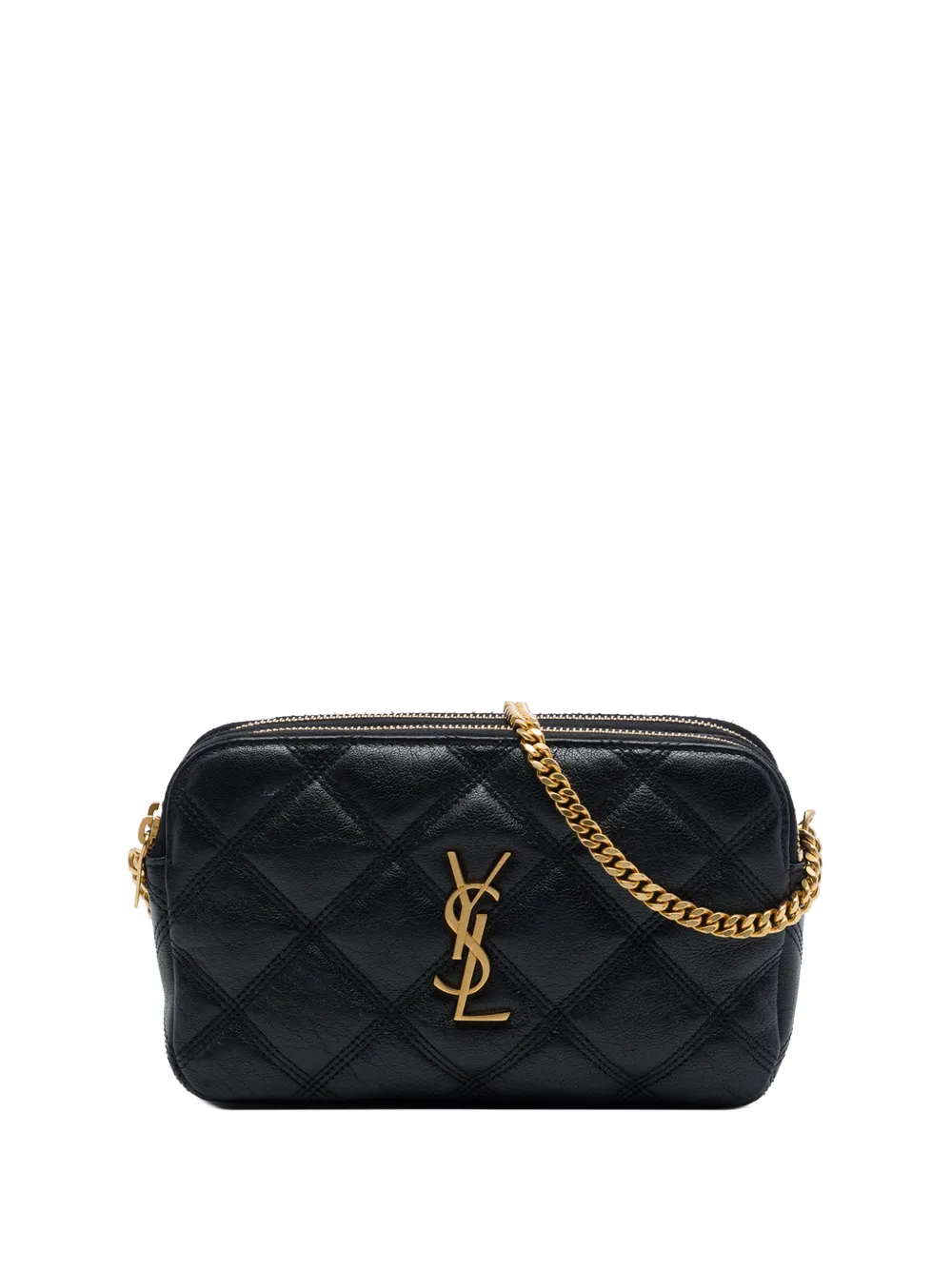 Saint Laurent Pre-Owned 2020 Mini Quilted Lambskin Becky Double Zip crossbody bag - Nero