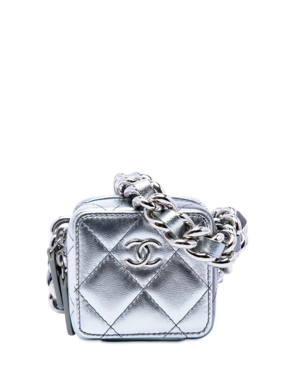 CHANEL Pre-Owned 2021 Metallic Lambskin Coco Punk Cube Bag crossbody bag - Silber