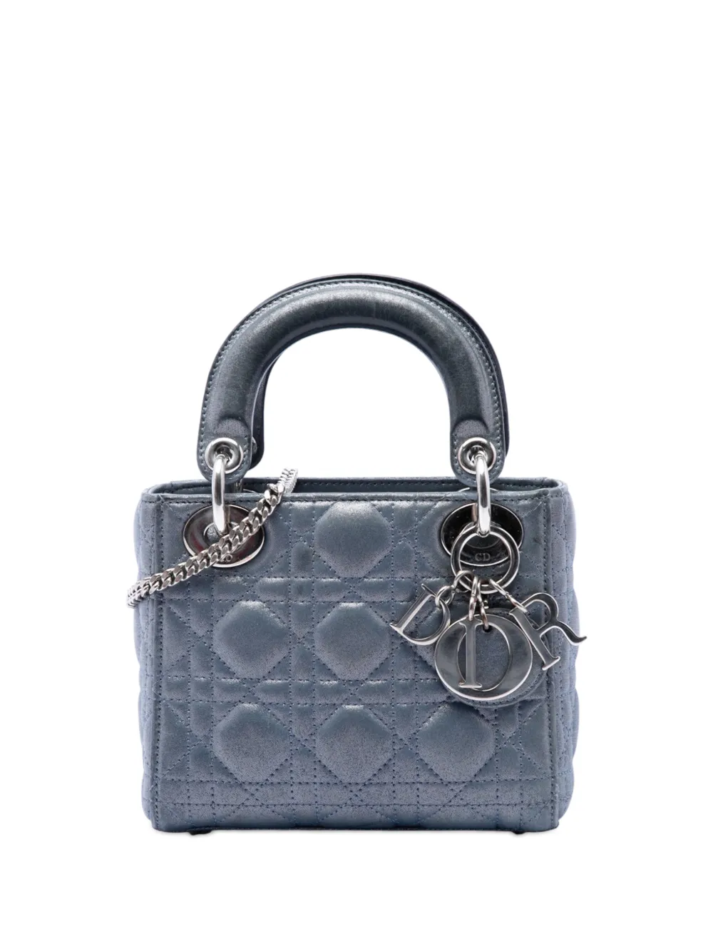 Christian Dior Pre-Owned 2015 Mini Iridescent Lambskin Cannage Lady Dior satchel - Blu