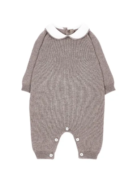 Little Bear peter pan-collar intarsia-knit romper